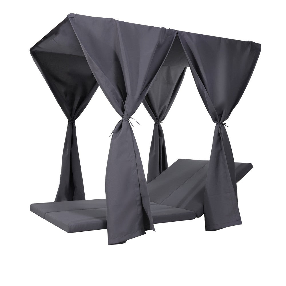 Yavi Outdoor Cushion and Curtains for Daybed, Dark Gray Fabric 79 Inch -BM335350