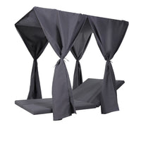 Yavi Outdoor Cushion and Curtains for Daybed, Dark Gray Fabric 79 Inch -BM335350