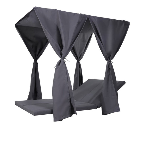 Yavi Outdoor Cushion and Curtains for Daybed, Dark Gray Fabric 79 Inch -BM335350