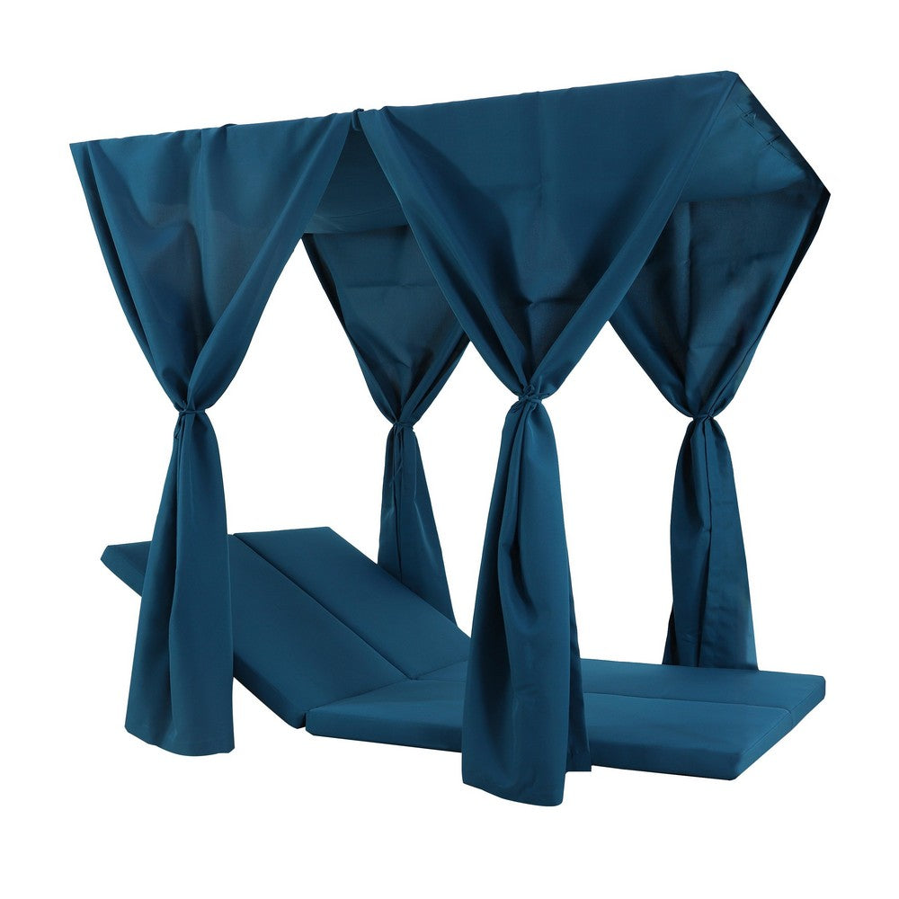 Yavi Outdoor Cushion and Curtains for Daybed, Dark Blue Fabric 79 Inch -BM335351