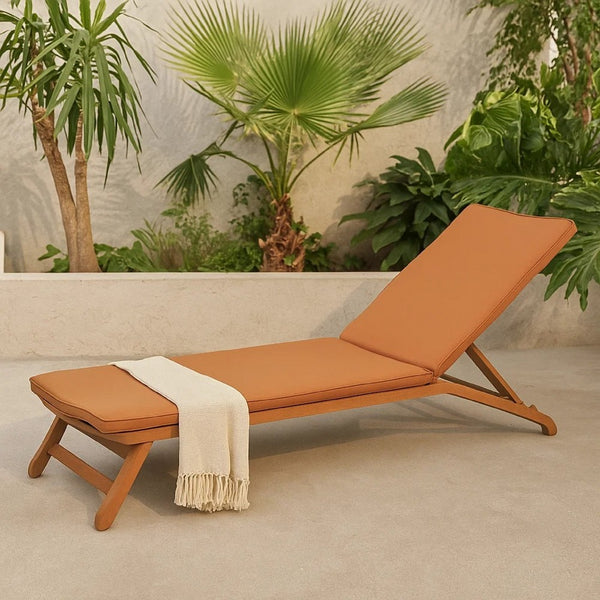 Pina Cushion for Outdoor Chaise Lounger, Waterproof Orange, 79 Inch -BM335352