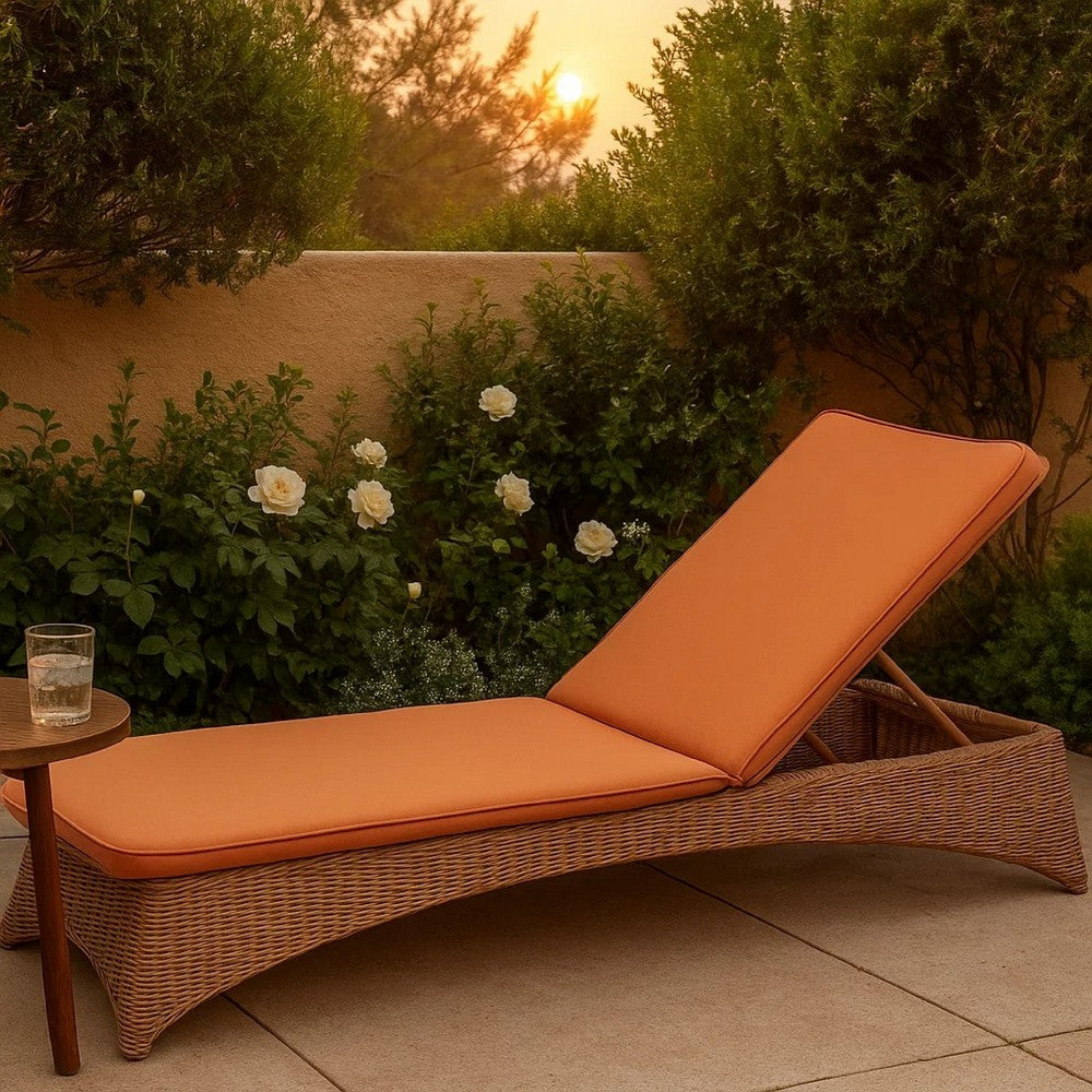 Pina Cushion for Outdoor Chaise Lounger, Waterproof Orange, 79 Inch -BM335352