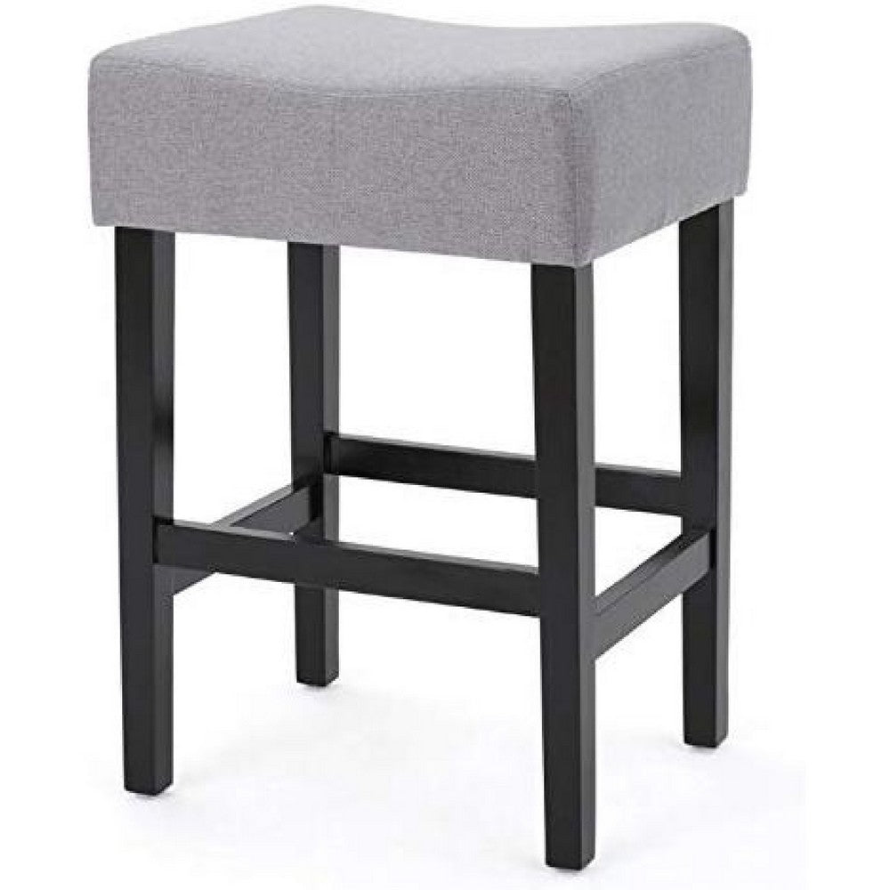 Seya Counter Stool Set of 2, Gray Waterproof Cushioned Seat, Black -BM335356
