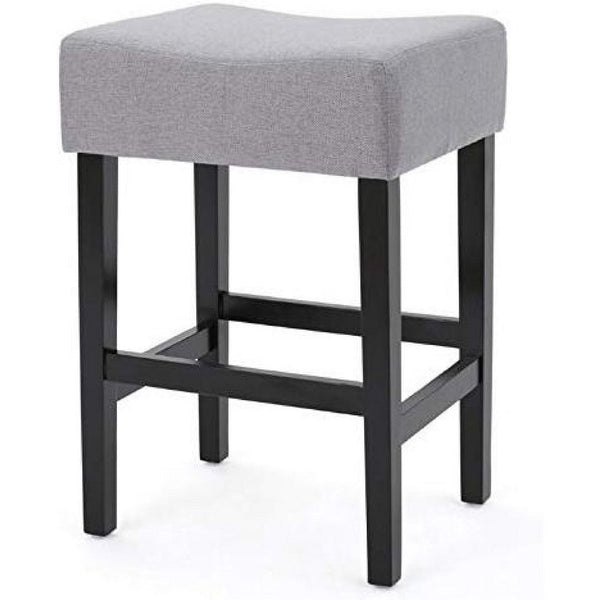 Seya Counter Stool Set of 2, Gray Waterproof Cushioned Seat, Black -BM335356