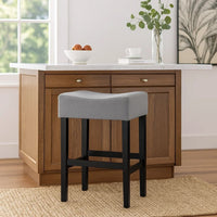 Seya Counter Stool Set of 2, Gray Waterproof Cushioned Seat, Black -BM335356