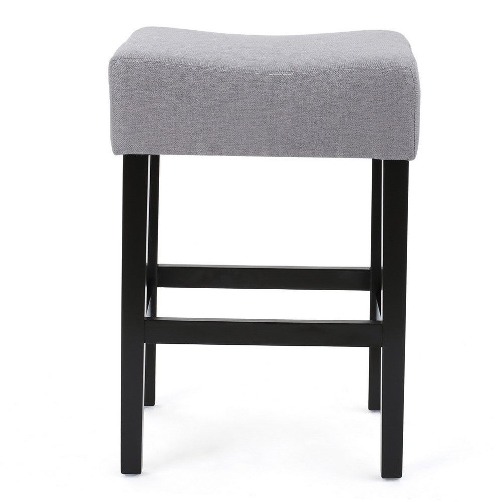 Seya Counter Stool, Gray Waterproof Cushioned Seat, Black Wood Legs -BM335357