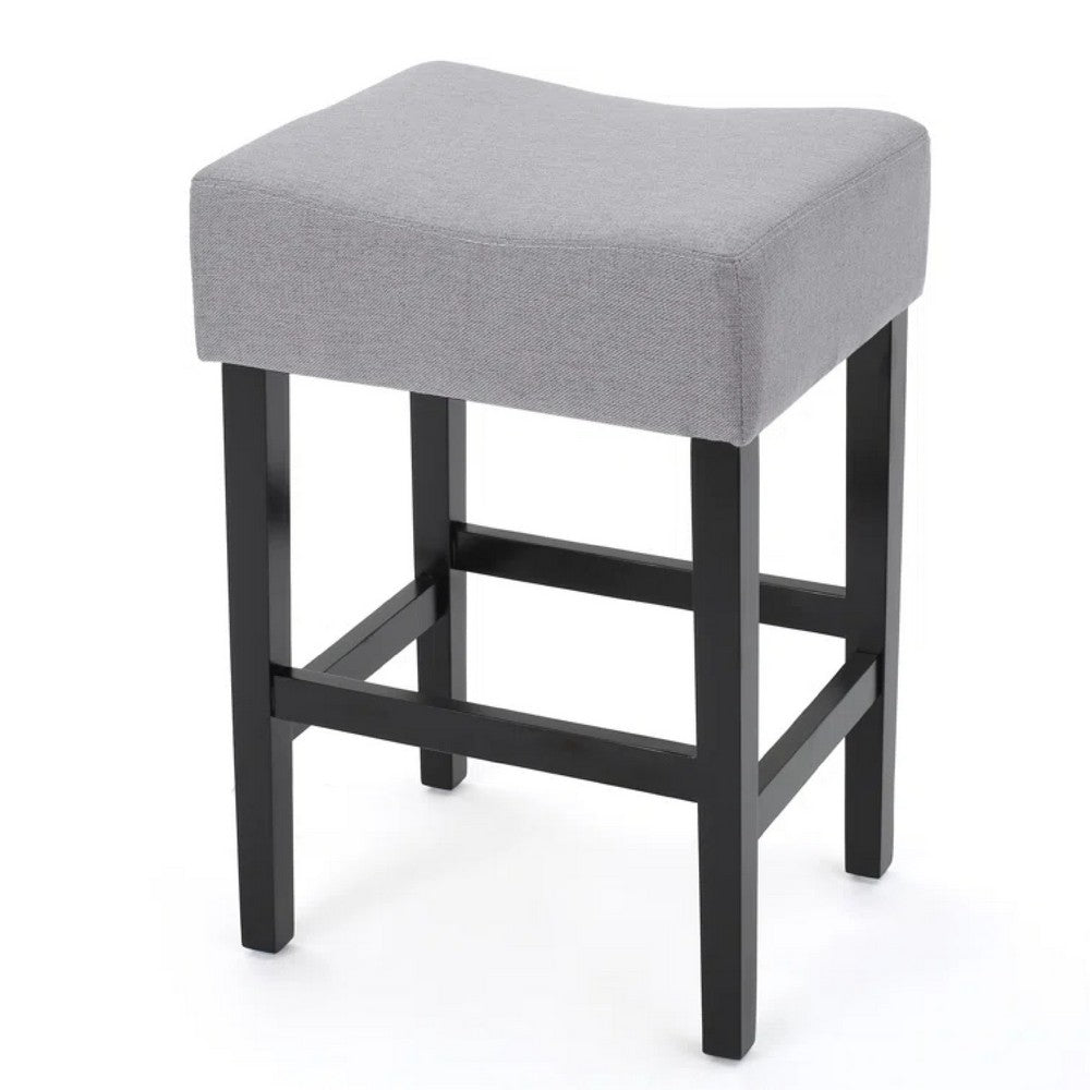 Seya Counter Stool, Gray Waterproof Cushioned Seat, Black Wood Legs -BM335357