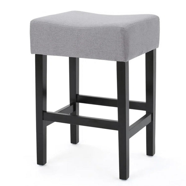 Seya Counter Stool, Gray Waterproof Cushioned Seat, Black Wood Legs -BM335357