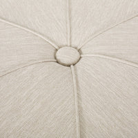 Ottoman, Button Tufted Beige Fabric, Plush Round Shape 28 Inch -BM335359