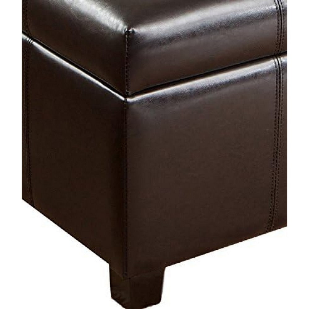 Oreo Storage Ottoman, Tufted Dark Brown Faux Leather, 31 Inch Square -BM335360