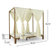 Yavi Outdoor Daybed, Brown Wood, Cream Waterproof Fabric, 79 Inch -BM335361