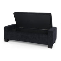 Kera Storage Ottoman Bench, Dark Blue Fabric, Lift Top, 50 Inch -BM335364