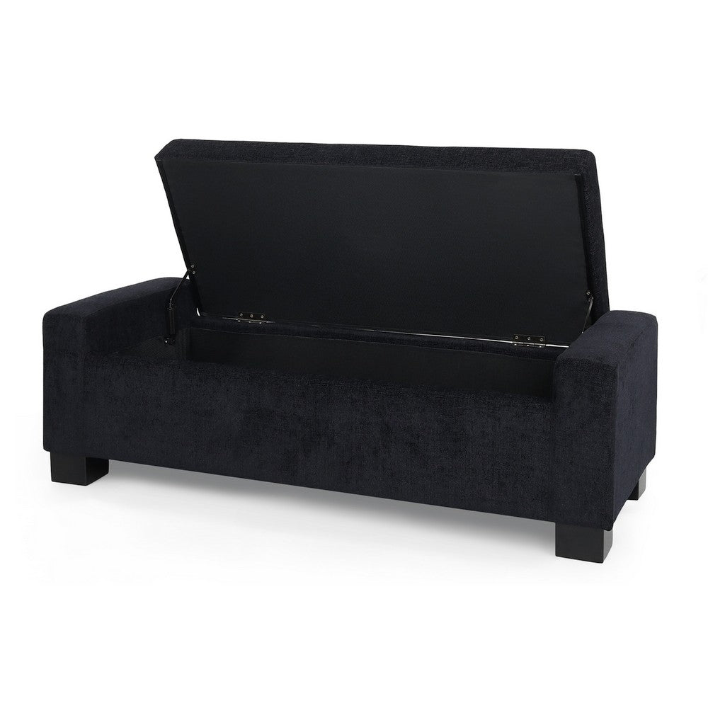 Kera Storage Ottoman Bench, Dark Blue Fabric, Lift Top, 50 Inch -BM335364