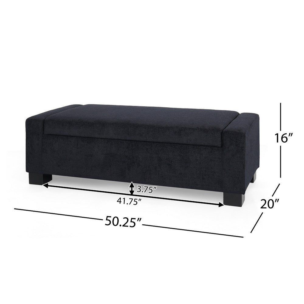 Kera Storage Ottoman Bench, Dark Blue Fabric, Lift Top, 50 Inch -BM335364