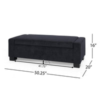 Kera Storage Ottoman Bench, Dark Blue Fabric, Lift Top, 50 Inch -BM335364