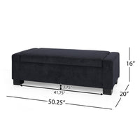 Kera Storage Ottoman Bench, Dark Blue Fabric, Lift Top, 50 Inch -BM335364