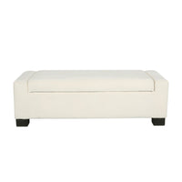 Kera Storage Ottoman Bench, Classic White Fabric, Lift Top, 50 Inch -BM335365