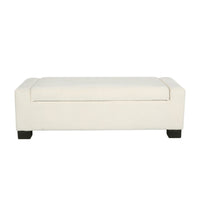 Kera Storage Ottoman Bench, Classic White Fabric, Lift Top, 50 Inch -BM335365