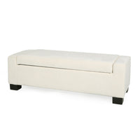 Kera Storage Ottoman Bench, Classic White Fabric, Lift Top, 50 Inch -BM335365