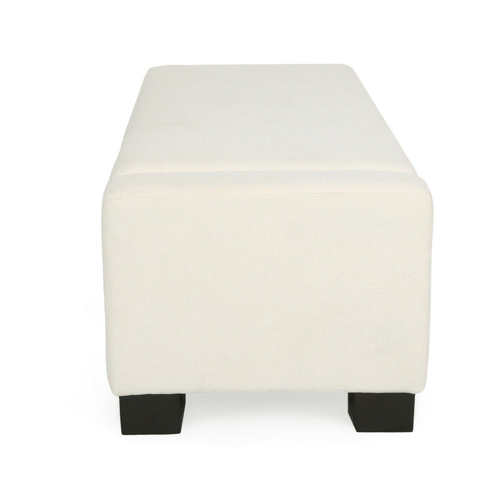 Kera Storage Ottoman Bench, Classic White Fabric, Lift Top, 50 Inch -BM335365