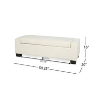 Kera Storage Ottoman Bench, Classic White Fabric, Lift Top, 50 Inch -BM335365
