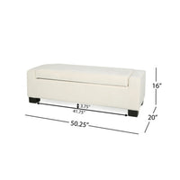 Kera Storage Ottoman Bench, Classic White Fabric, Lift Top, 50 Inch -BM335365