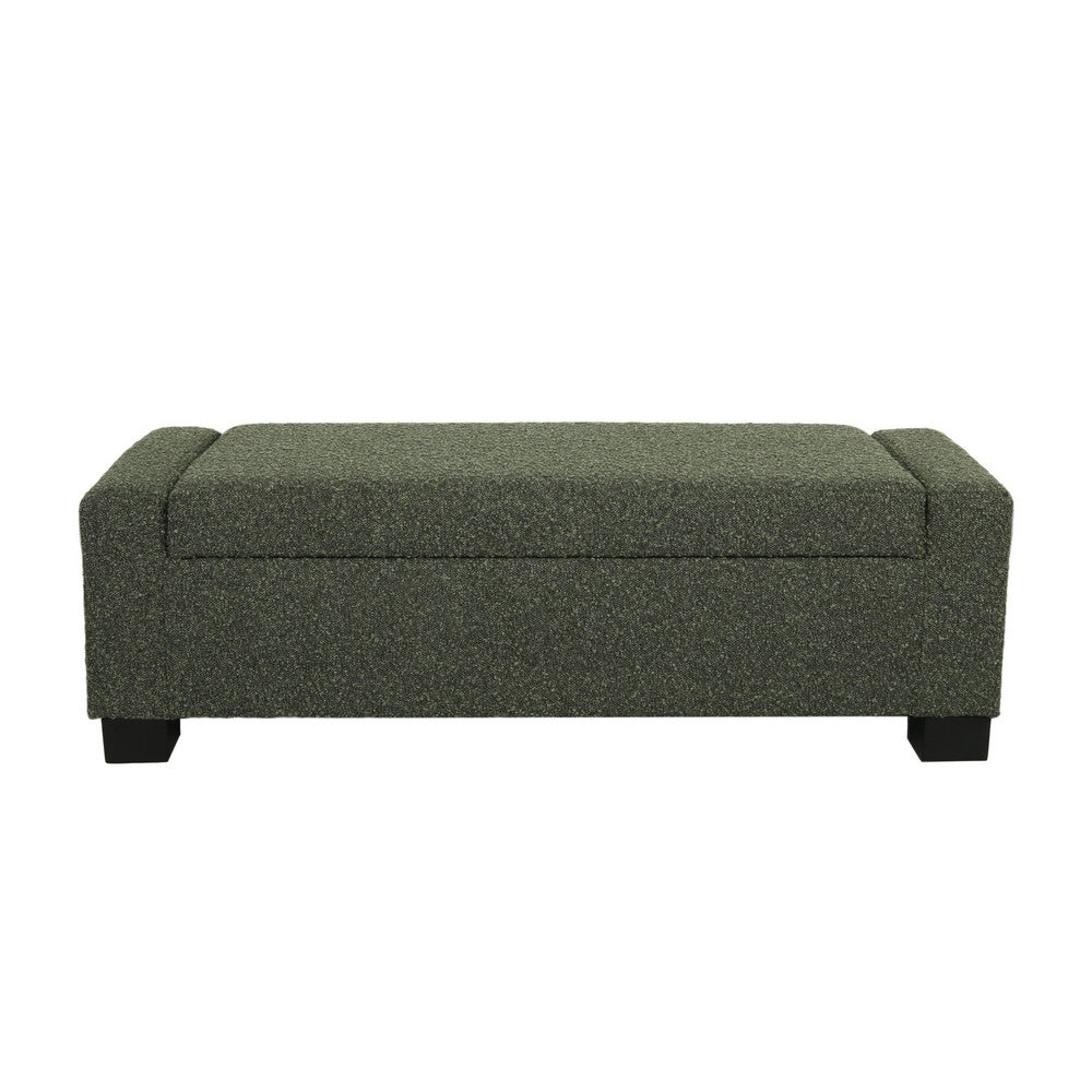 Kera Storage Ottoman Bench, Dark Green Fabric, Lift Top, 50 Inch -BM335366