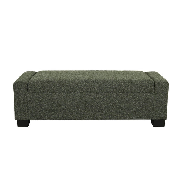 Kera Storage Ottoman Bench, Dark Green Fabric, Lift Top, 50 Inch -BM335366