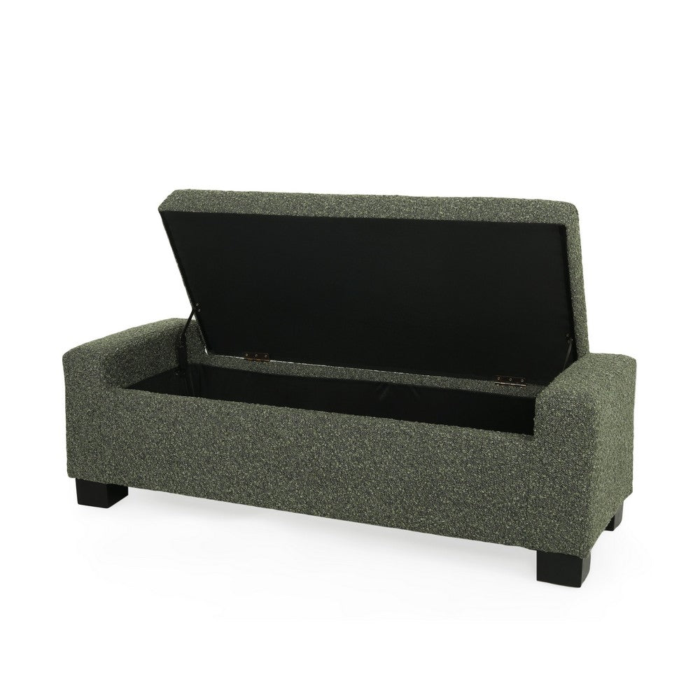 Kera Storage Ottoman Bench, Dark Green Fabric, Lift Top, 50 Inch -BM335366