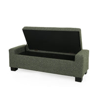 Kera Storage Ottoman Bench, Dark Green Fabric, Lift Top, 50 Inch -BM335366