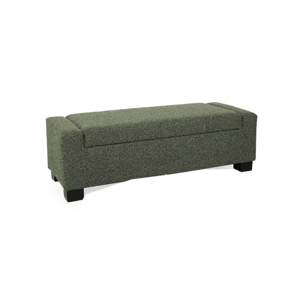 Kera Storage Ottoman Bench, Dark Green Fabric, Lift Top, 50 Inch -BM335366