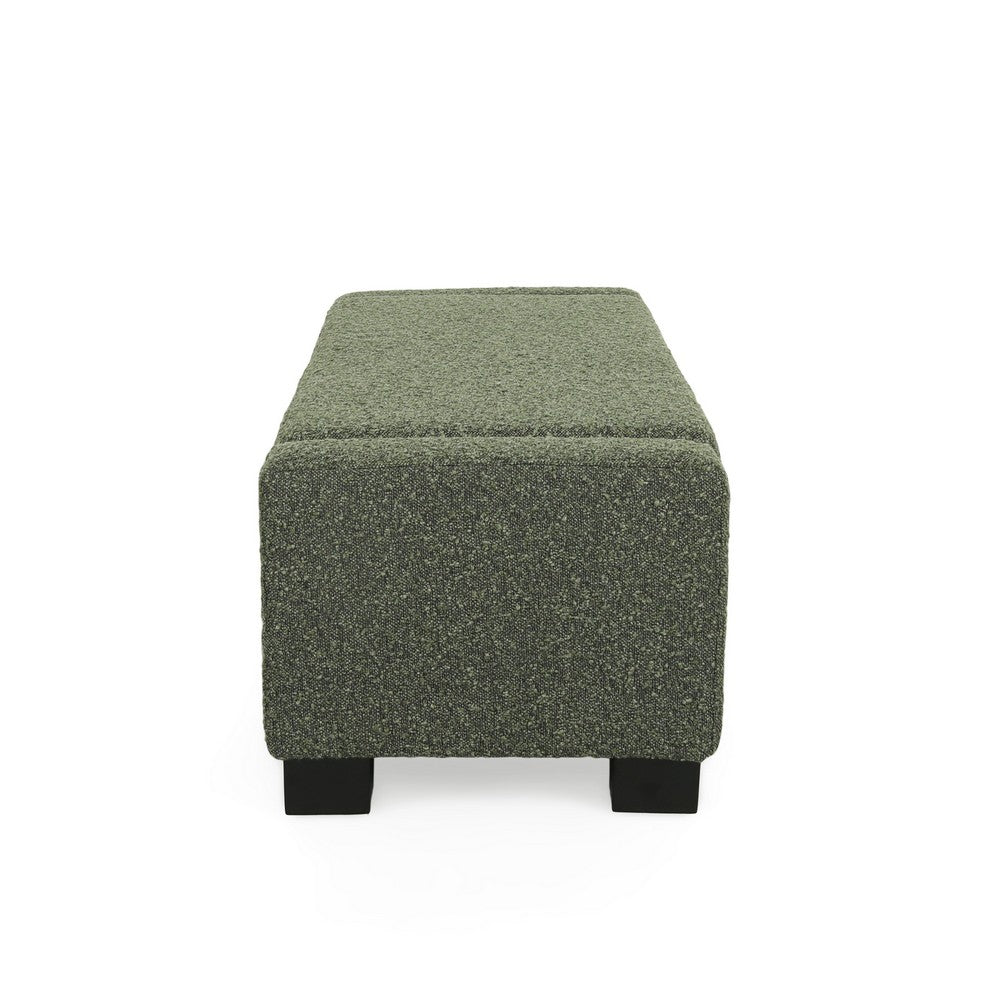 Kera Storage Ottoman Bench, Dark Green Fabric, Lift Top, 50 Inch -BM335366
