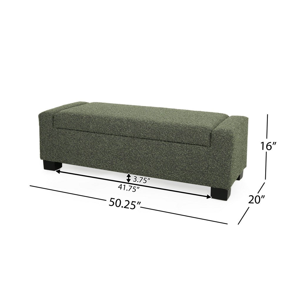 Kera Storage Ottoman Bench, Dark Green Fabric, Lift Top, 50 Inch -BM335366