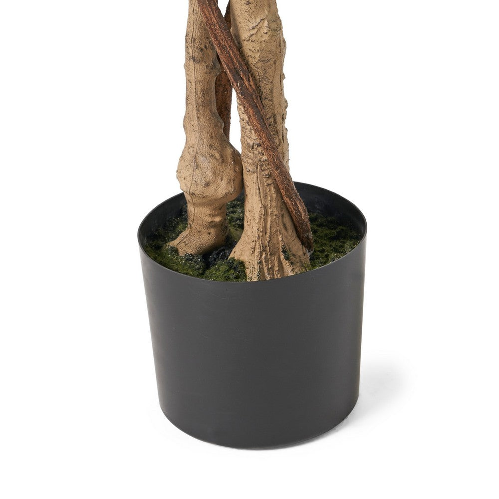 Deso Artificial Ficus Tree, Green Leaves w Twisted Trunk, 71 Inch -BM335369