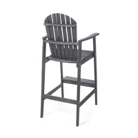 Outdoor Barstool Chair Set of 2, Rustic Slatted Back, Dark Gray Wood -BM335374