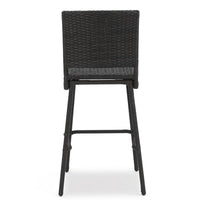 Outdoor Barstool Chair Set of 2, Rattan Woven Seat, Dark Brown Iron -BM335375