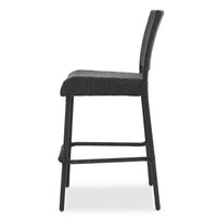 Outdoor Barstool Chair Set of 2, Rattan Woven Seat, Dark Brown Iron -BM335375