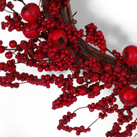 Decorative Door Wreath, 24 Inch Thatched Twigs with Red Faux Berries -BM335377