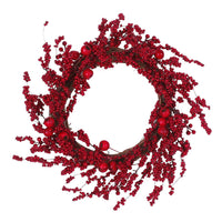 Decorative Door Wreath, 24 Inch Thatched Twigs with Red Faux Berries -BM335377