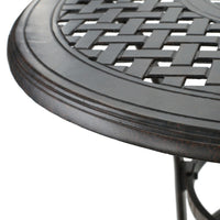 Outdoor Bistro Bar Table, 37 Inch Round Carved, Antique Bronze Metal -BM335378