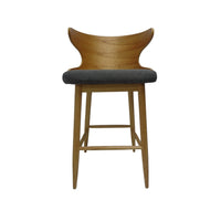 Modern Bar Height Chair Set of 2, Curved Backrest Charcoal Gray, Brown -BM335380