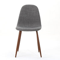 Dining Chair Set of 2, Light Gray Seat and Back Cushion, Brown Metal -BM335383