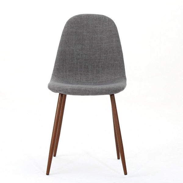 Dining Chair Set of 2, Light Gray Seat and Back Cushion, Brown Metal -BM335383