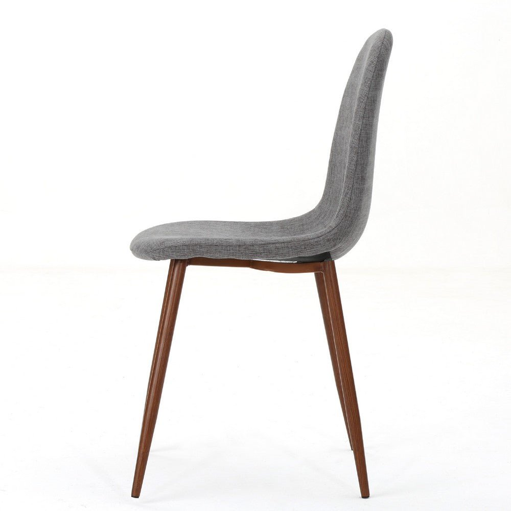 Dining Chair Set of 2, Light Gray Seat and Back Cushion, Brown Metal -BM335383