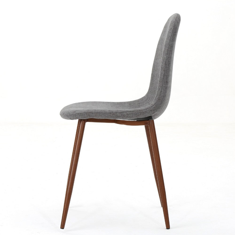 Dining Chair Set of 2, Light Gray Seat and Back Cushion, Brown Metal -BM335383