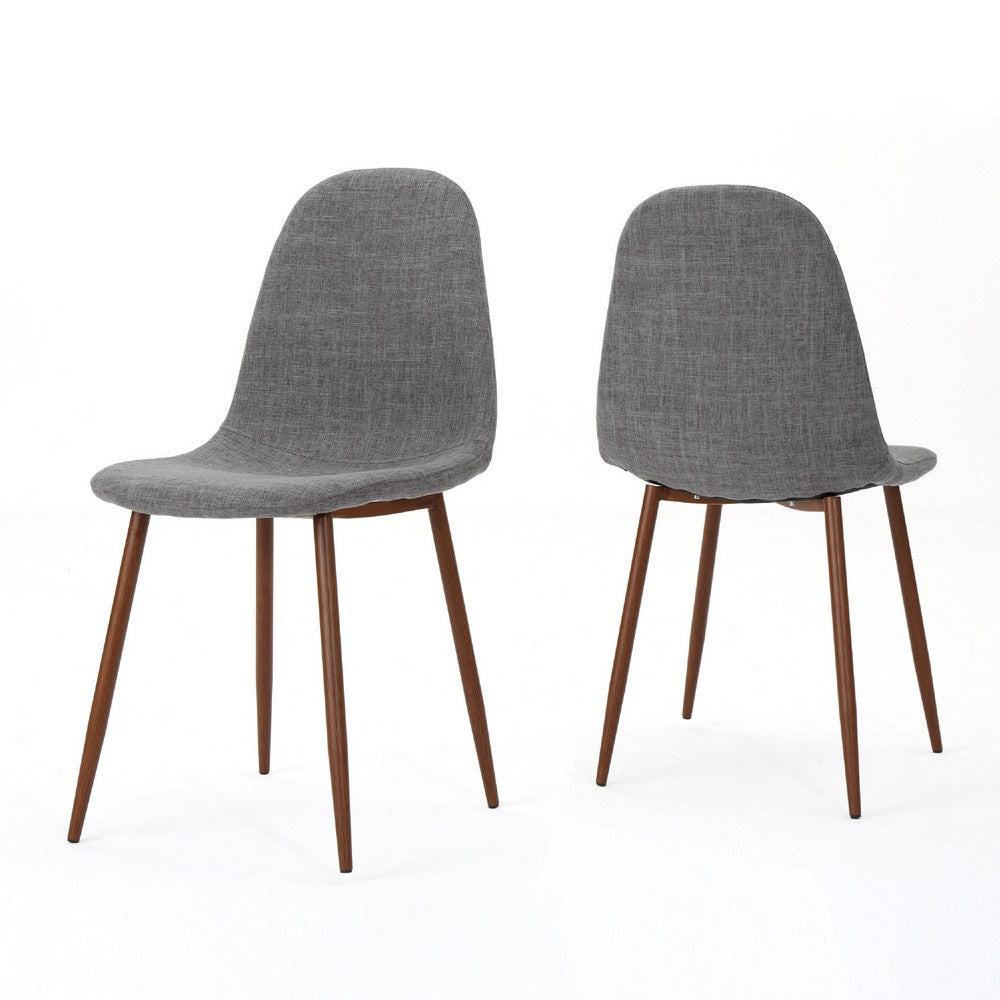 Dining Chair Set of 2, Light Gray Seat and Back Cushion, Brown Metal -BM335383