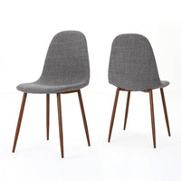 Dining Chair Set of 2, Light Gray Seat and Back Cushion, Brown Metal -BM335383