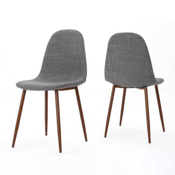 Dining Chair Set of 2, Light Gray Seat and Back Cushion, Brown Metal -BM335383