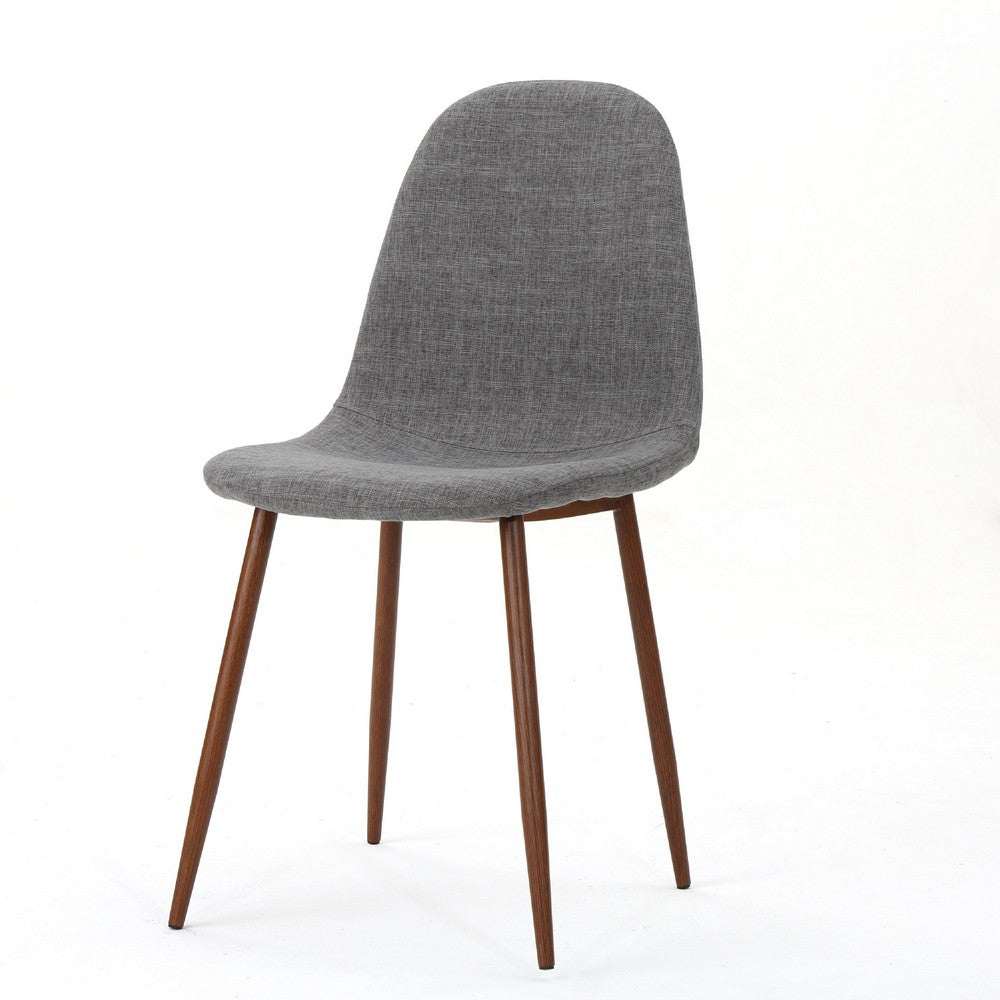 Dining Chair Set of 2, Light Gray Seat and Back Cushion, Brown Metal -BM335383