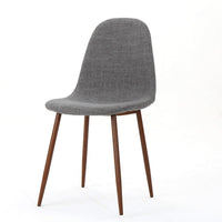 Dining Chair Set of 2, Light Gray Seat and Back Cushion, Brown Metal -BM335383